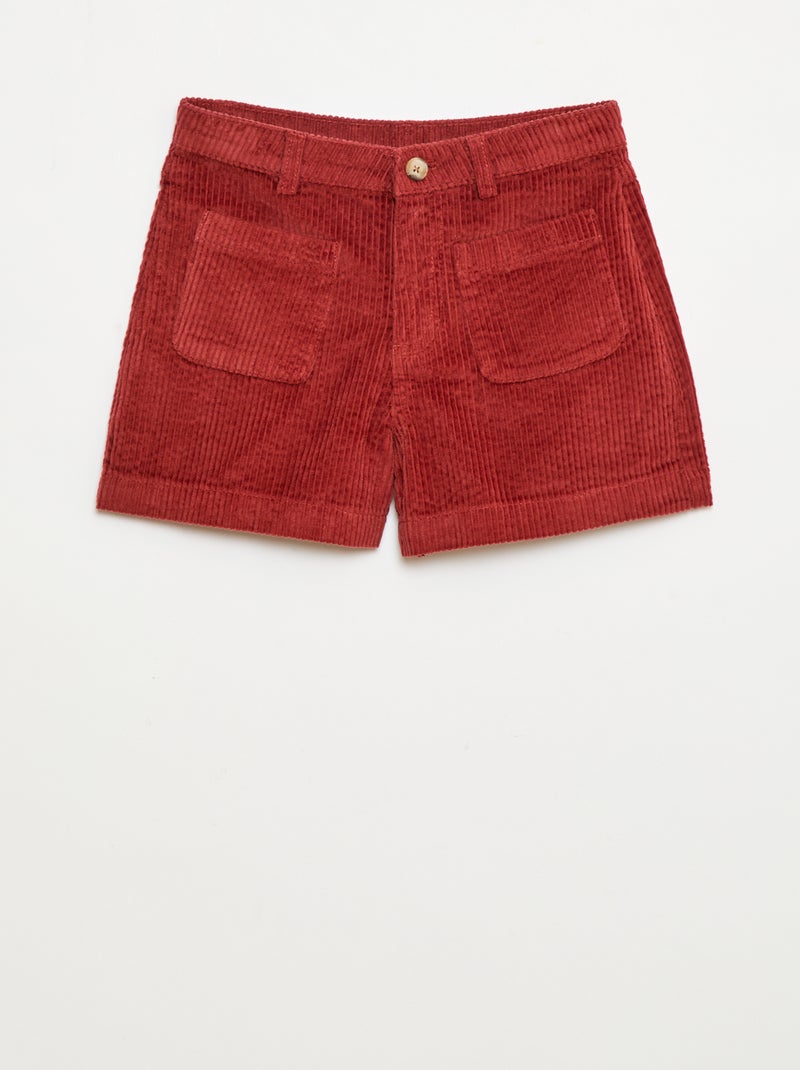 Short en velours côtelé avec 2 poches plaquées Rouge - Kiabi
