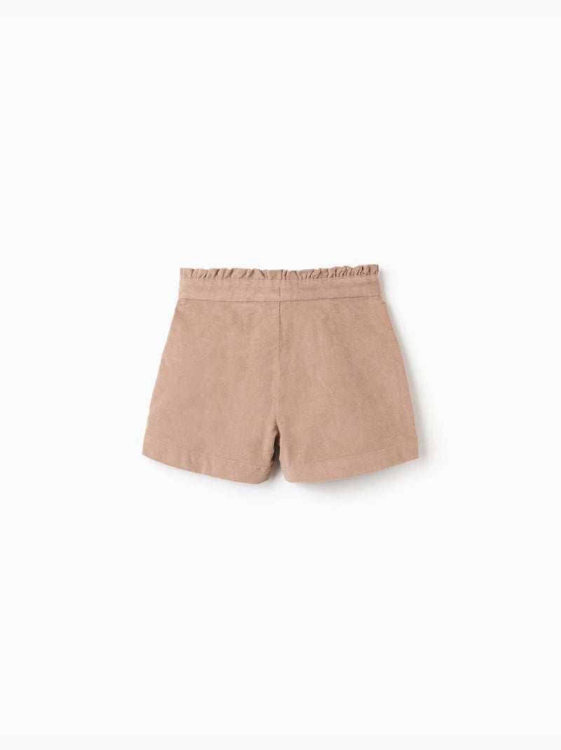 Short en velours côtelé avec plis devant Beige clair - Kiabi