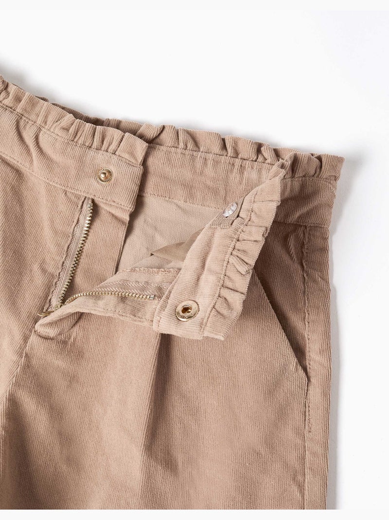 Short en velours côtelé avec plis devant Beige clair - Kiabi
