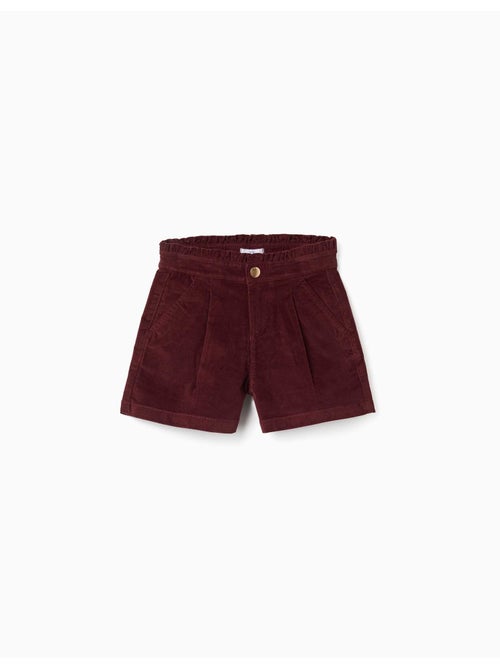 Short en velours côtelé avec taille paperbag à volants - Kiabi
