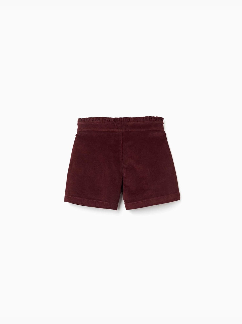 Short en velours côtelé avec taille paperbag à volants Marron - Kiabi