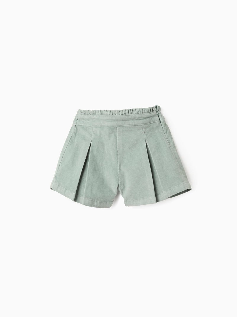 Short en Velours Côtelé avec Volants Vert - Kiabi