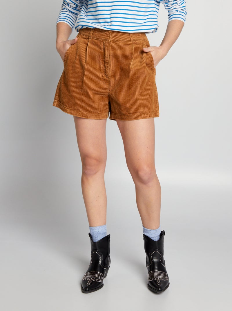 Short en velours côtelé Camel - Kiabi