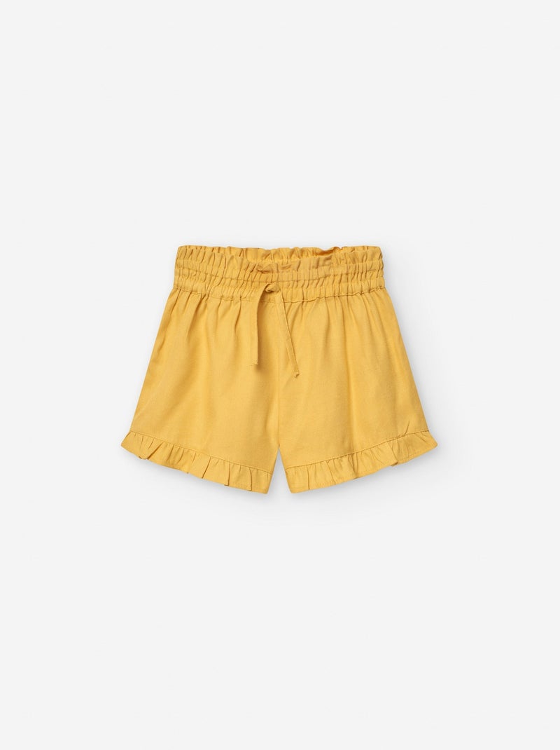 Short en Viscose avec Volants Jaune - Kiabi