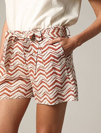 Short en viscose et lin à motifs ethniques 'Deeluxe'