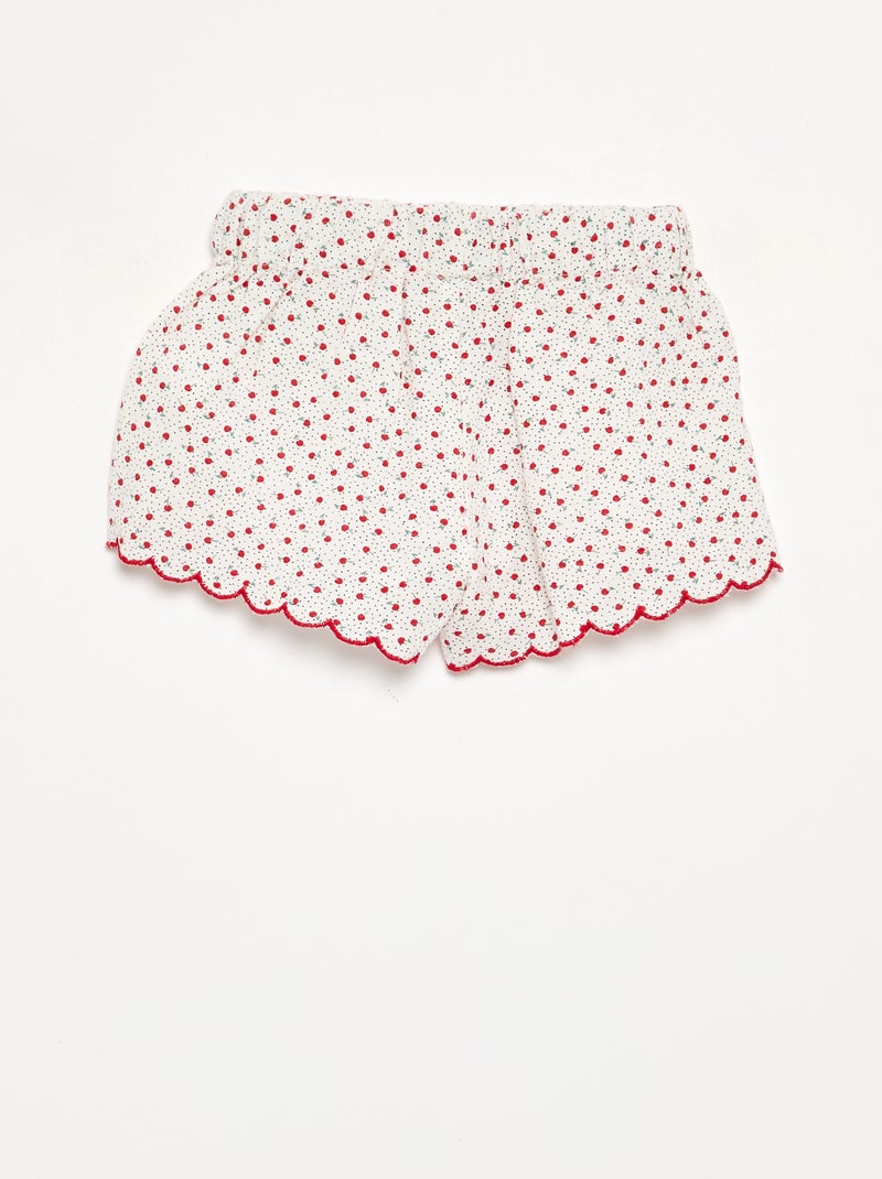Short en voile de coton avec base fantaisie Blanc - Kiabi
