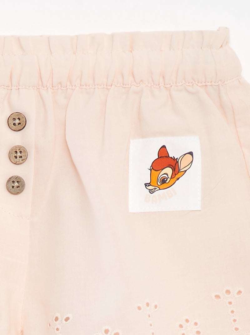 Short en voile de coton avec broderie anglaise 'Disney' Rose - Kiabi