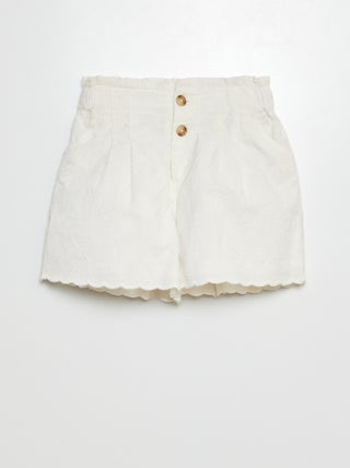 Short en voile de coton avec broderies anglaises