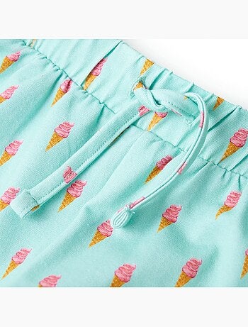 Short enfant coton 94% avec lien à la taille imprimé glace - vidaxl