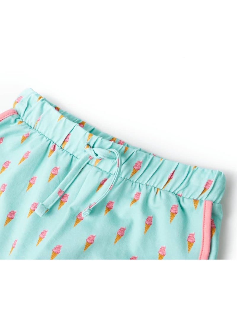 Short enfant coton 94% avec lien à la taille imprimé glace - vidaxl Vert - Kiabi