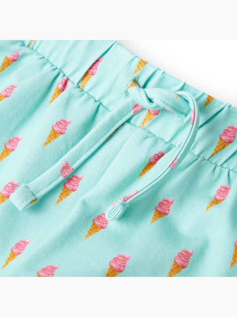 Short enfant coton 94% avec lien à la taille imprimé glace - vidaxl Vert - Kiabi