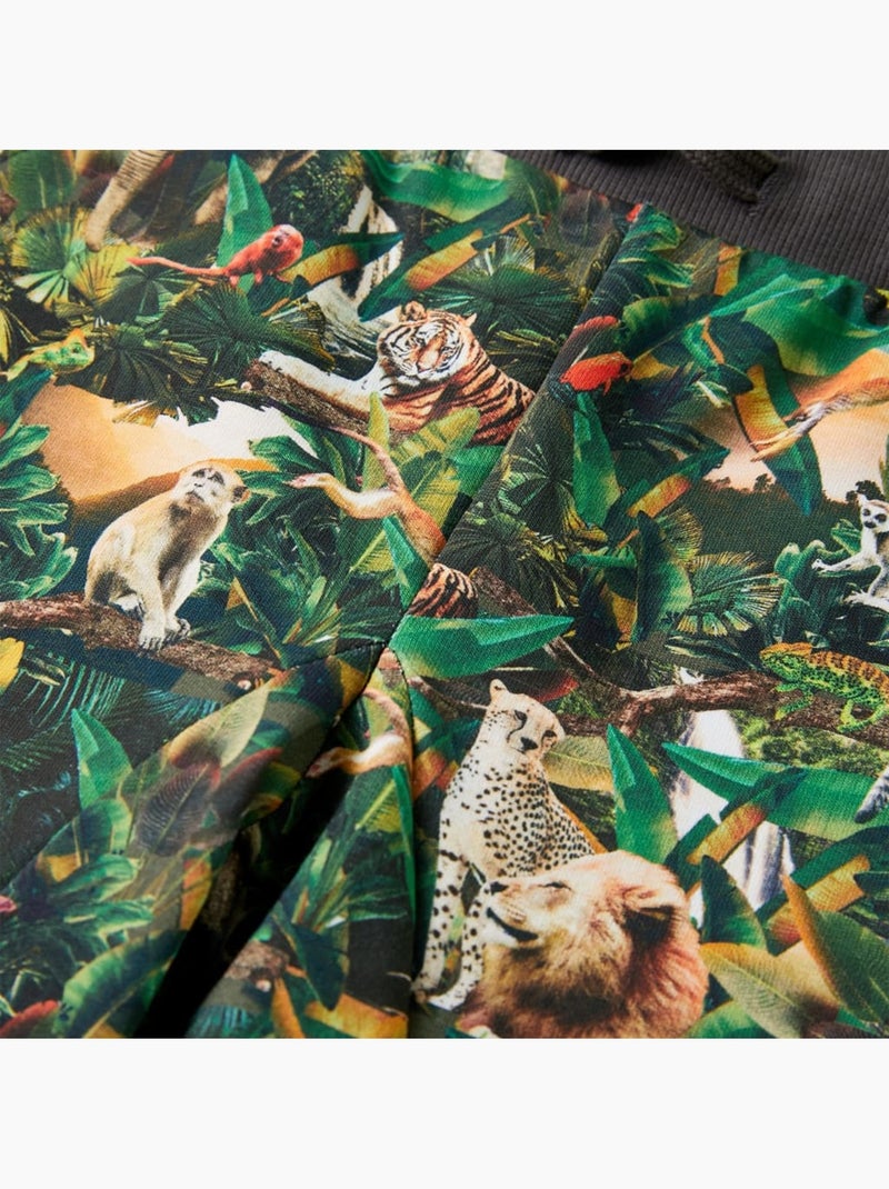Short enfant coton élasthanne bleu pétrole imprimé animaux et plantes - vidaxl Multicolore - Kiabi