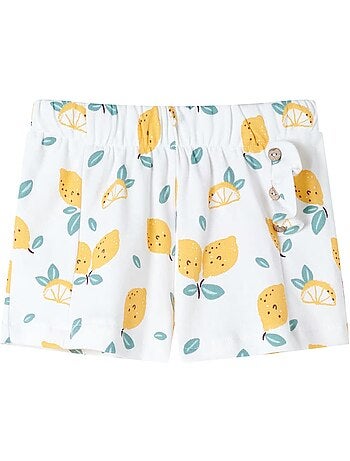 Short enfant en coton imprimé citron taille élastique au quotidien - vidaxl