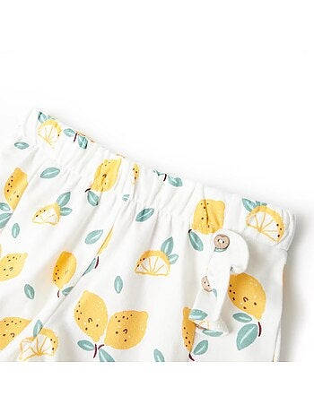 Short enfant en coton imprimé citron taille élastique au quotidien - vidaxl