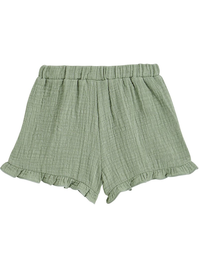 Short enfant en gaze de coton Anaelle Kaki - Kiabi