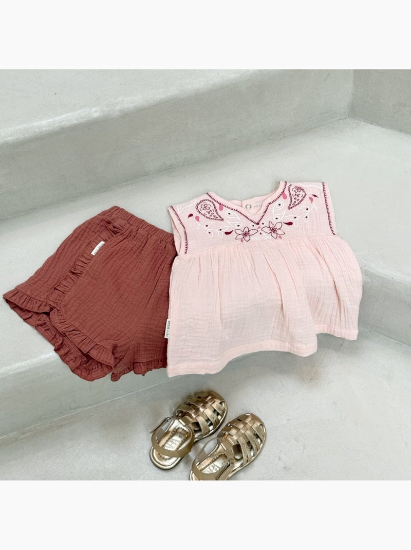 Short enfant en gaze de coton Arizona Terracotta - Kiabi