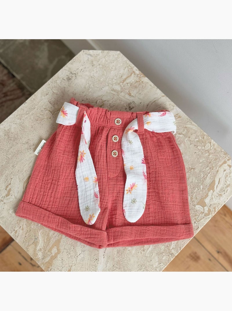 Short enfant en gaze de coton Fiesta Rose - Kiabi