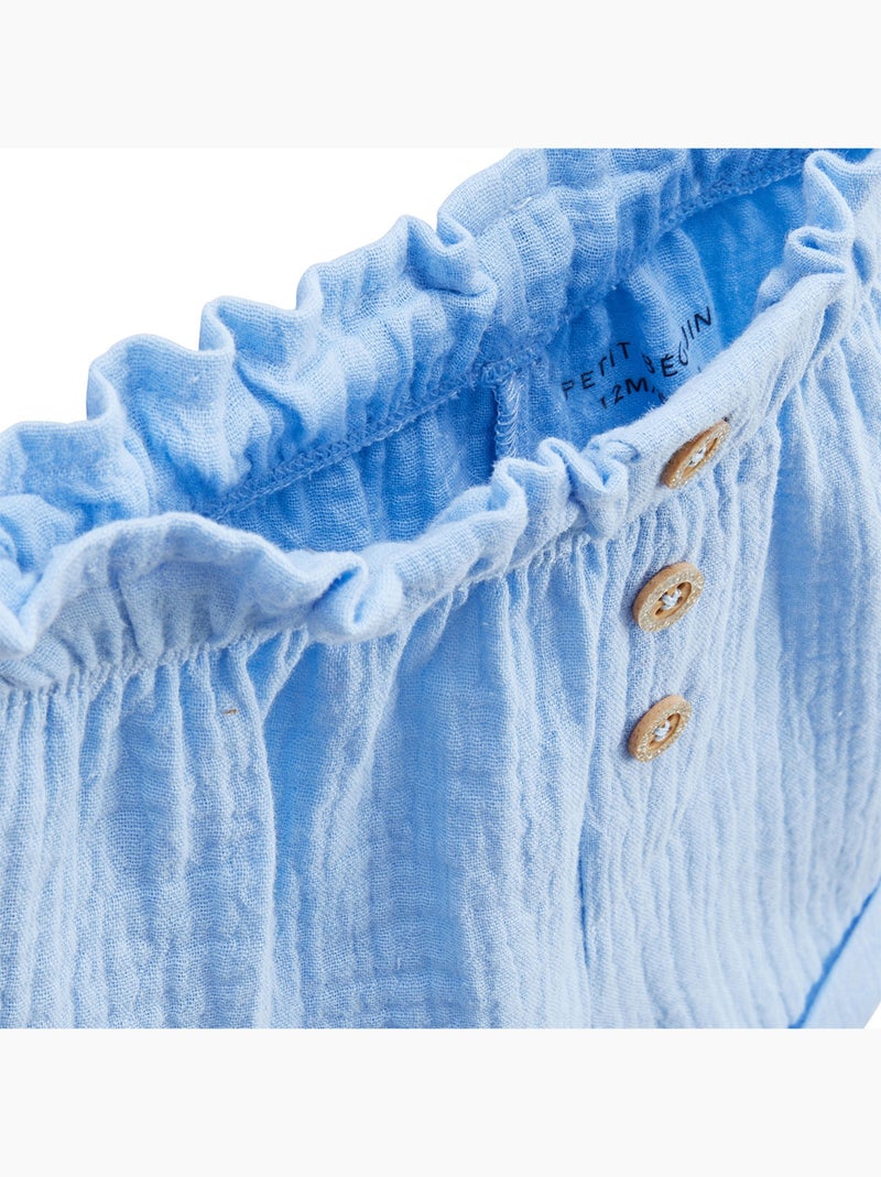 Short enfant en gaze de coton Moorea Bleu - Kiabi