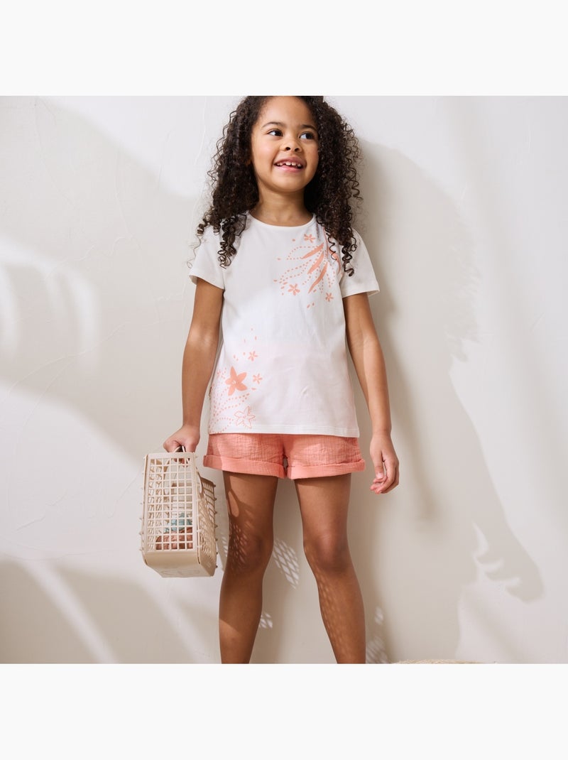 Short enfant en gaze de coton Santa Giulia Orange - Kiabi