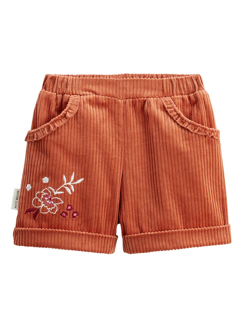 Short enfant en velours côtelé Manouk Orange corail - Kiabi