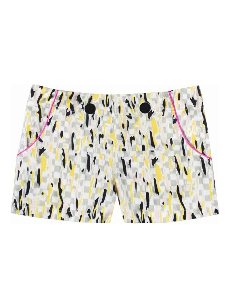 Short Été Fille  Coton Graphique Jaune  ANGIE - La Faute à Voltaire Blanc Jaune Noir - Kiabi