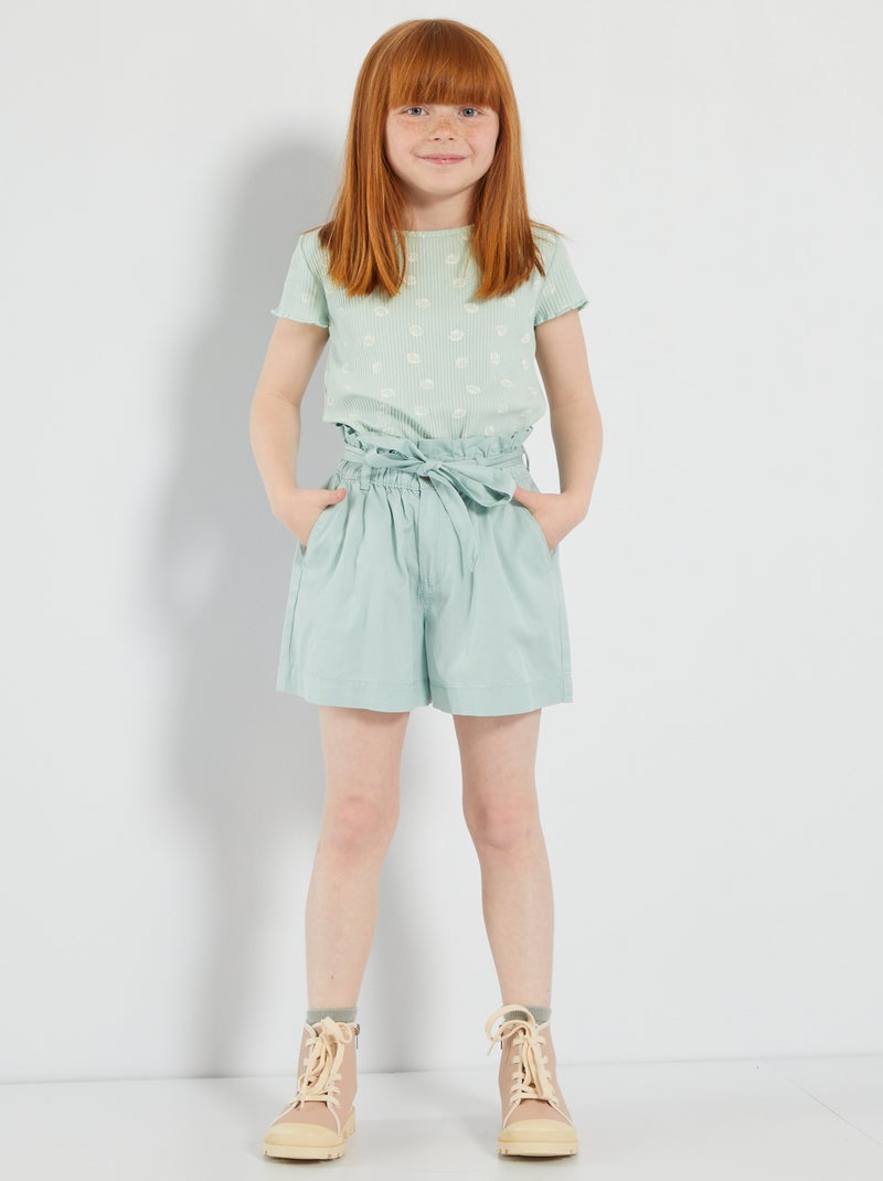 Short évasé en lyocell bleu - Kiabi