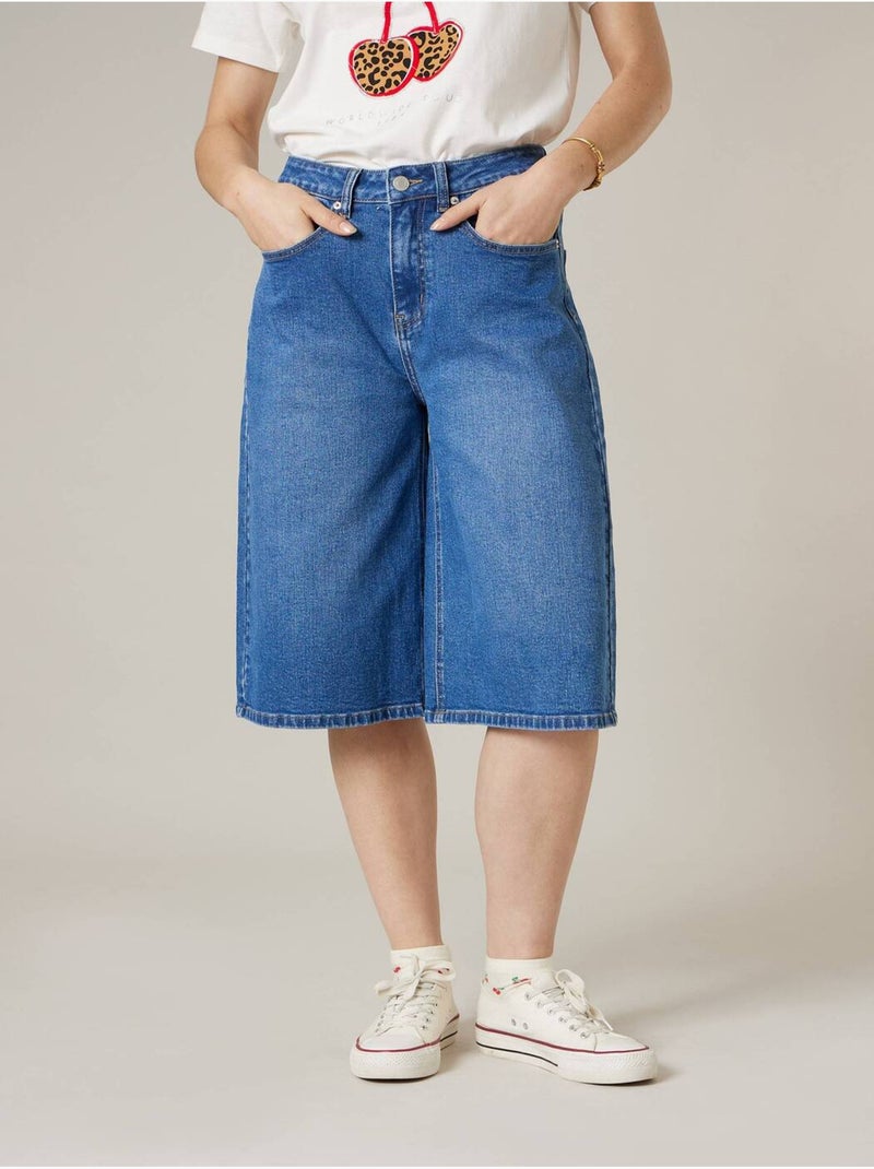 Short évasé femme en jean 'Deeluxe' Bleu foncé - Kiabi