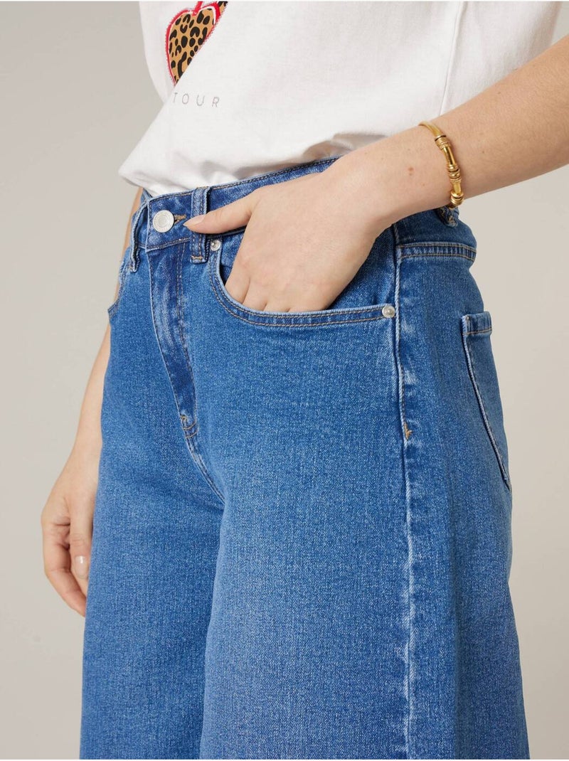 Short évasé femme en jean 'Deeluxe' Bleu foncé - Kiabi