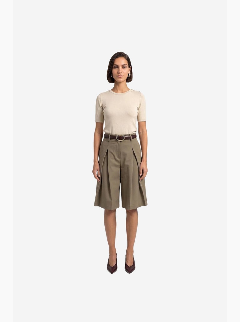 Short femme à coupe tailleur dilvin Kaki - Kiabi