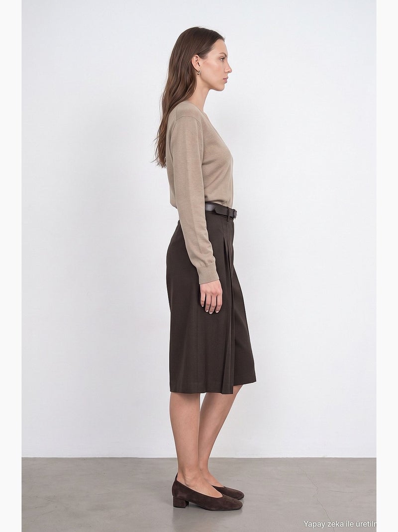 Short femme à pinces dilvin Marron foncé - Kiabi