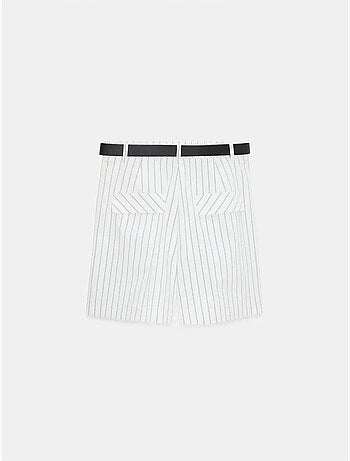 Short Femme À Taille Haute, Rayé Et Ceinturé