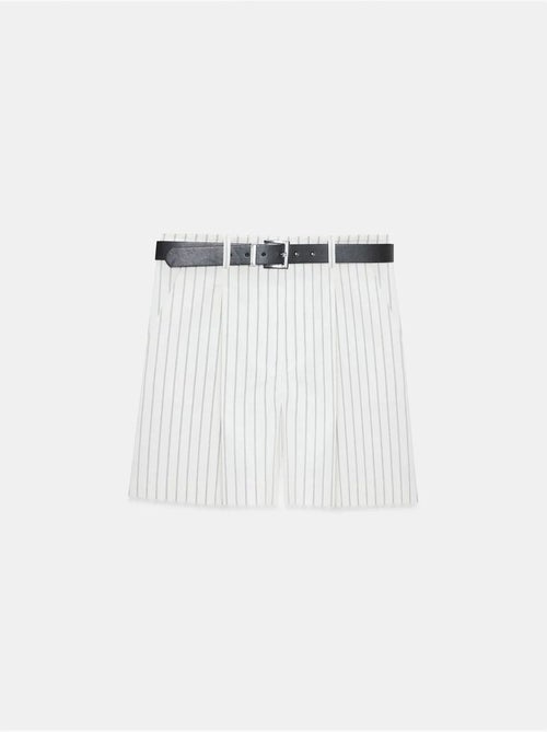 Short Femme À Taille Haute, Rayé Et Ceinturé - Kiabi