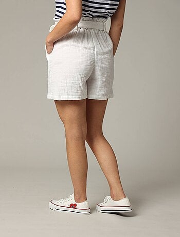 Short femme en gaze de coton avec taille élastiquée 'Deeluxe'