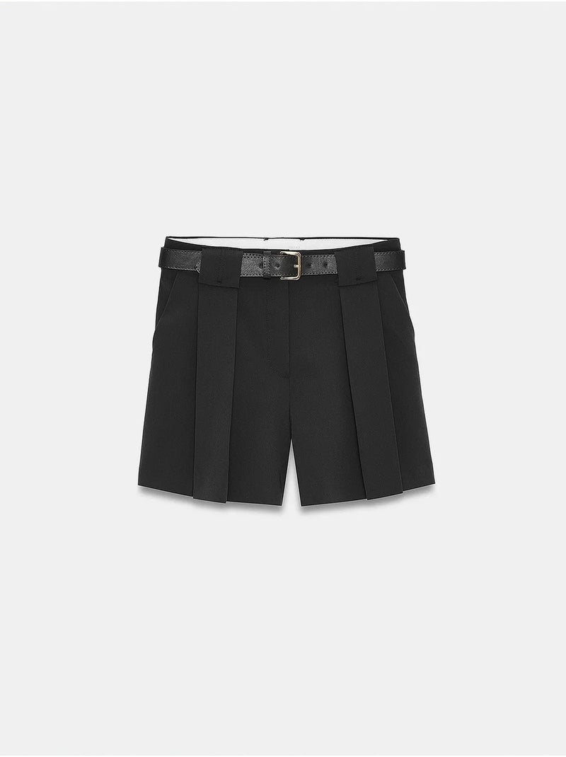 Short femme taille haute à plis dilvin Noir - Kiabi