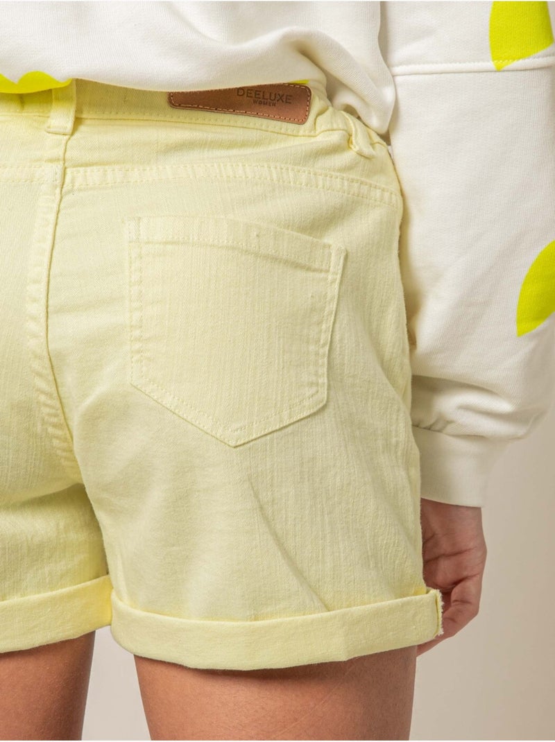 Short fille en coton 'Deeluxe' Jaune clair - Kiabi