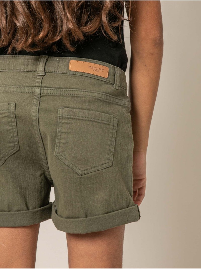 Short fille en coton 'Deeluxe' Kaki - Kiabi