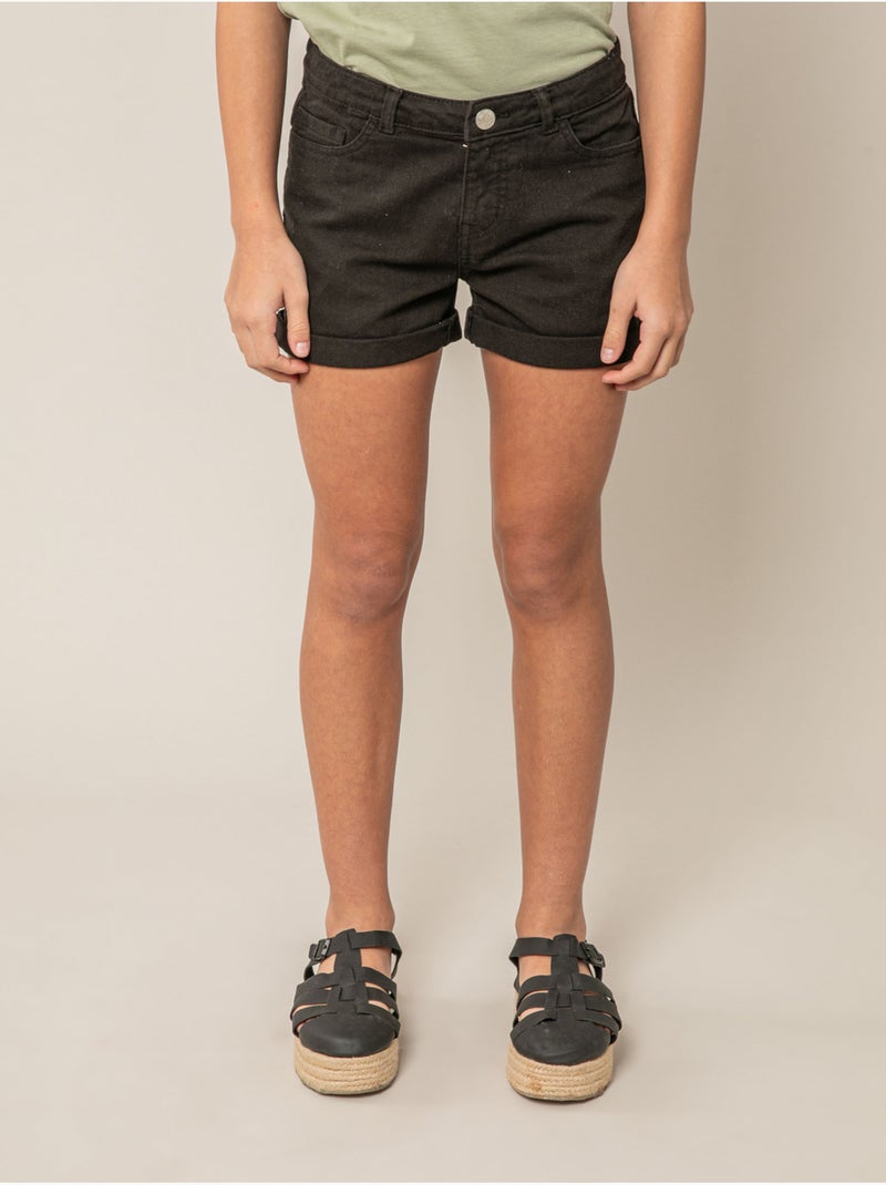 Short fille en coton 'Deeluxe' Noir - Kiabi