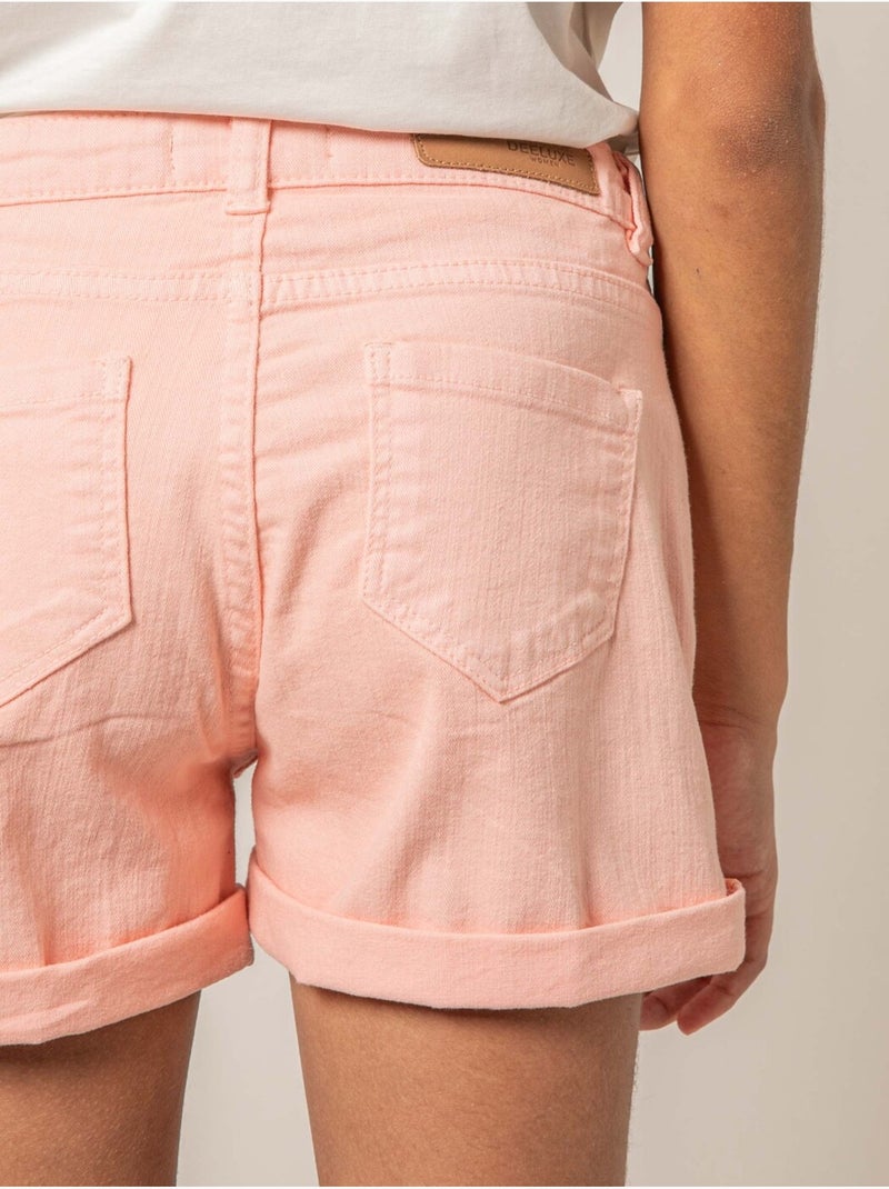 Short fille en coton 'Deeluxe' Orange corail - Kiabi