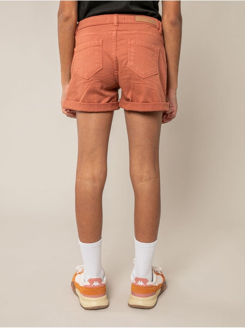 Short fille en coton 'Deeluxe' Rouge brique - Kiabi