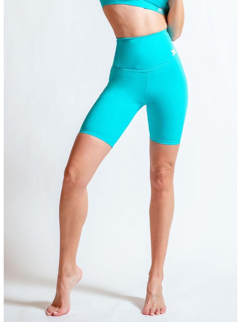 Short Fitness Femme Cardio Taille haute, Natura Bleu - Kiabi