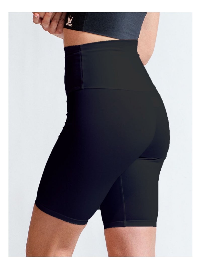 Short Fitness Femme Cardio Taille haute, Natura Noir Noir - Kiabi