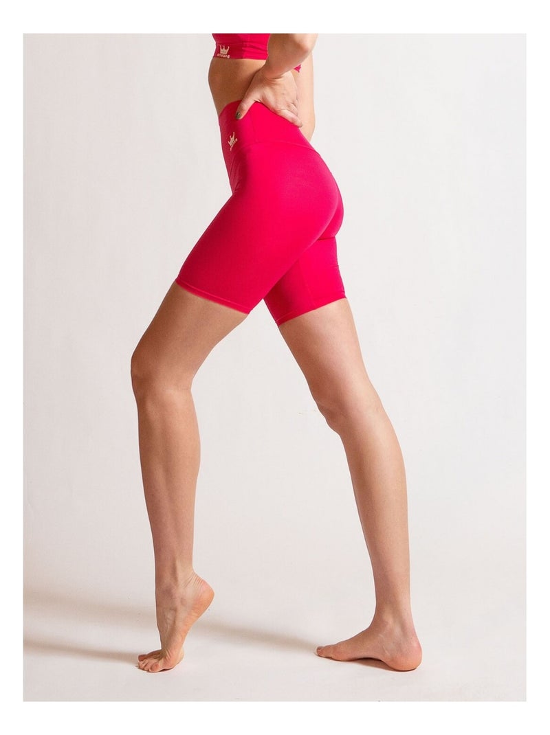 Short Fitness Femme Cardio Taille haute, Natura Rose - Kiabi