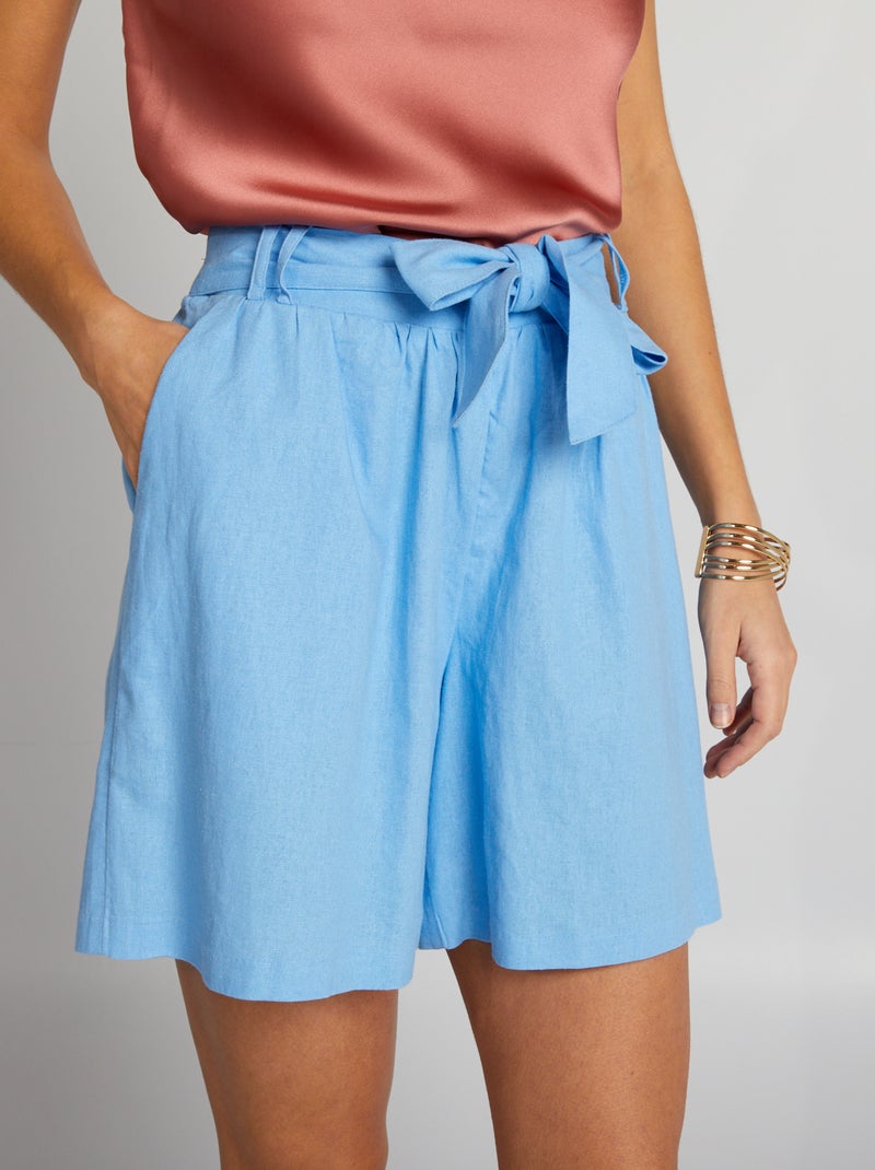 Short fluide à ceinture Bleu - Kiabi