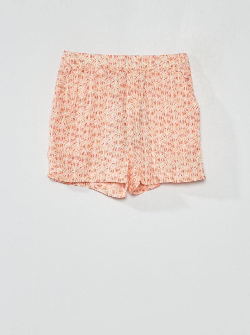Short fluide avec imprimé Blanc/orange - Kiabi