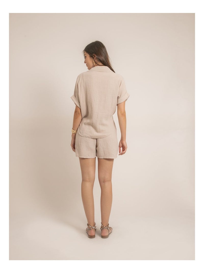 Short fluide en gaze de coton XELIA Beige clair - Kiabi