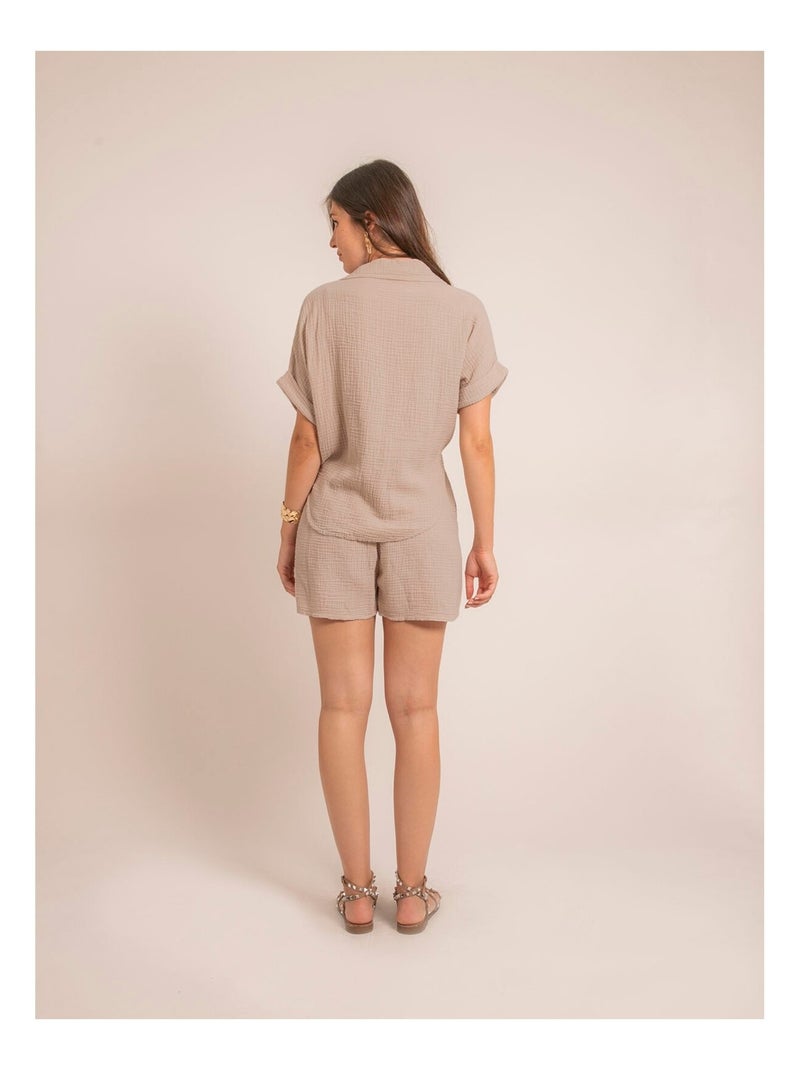 Short fluide en gaze de coton XELIA Beige foncé - Kiabi