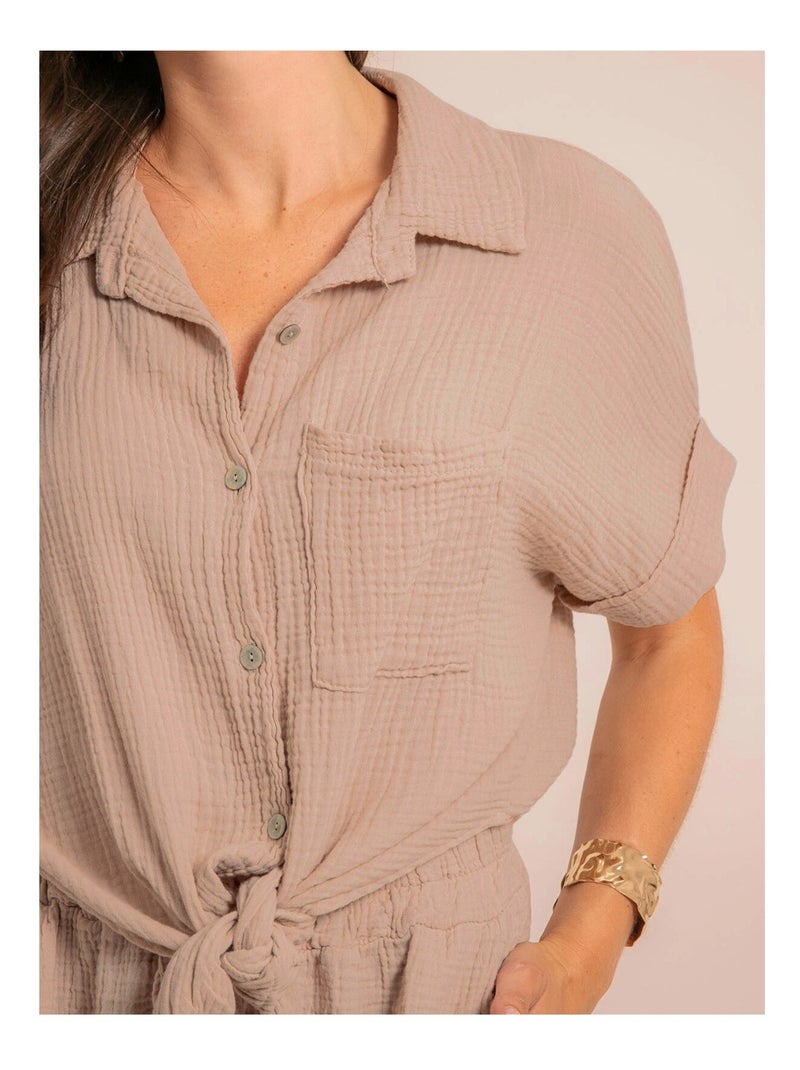 Short fluide en gaze de coton XELIA Beige foncé - Kiabi