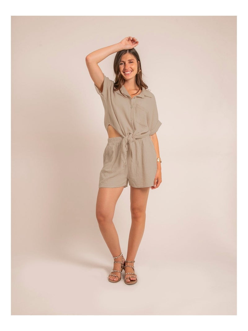 Short fluide en gaze de coton XELIA Beige foncé - Kiabi