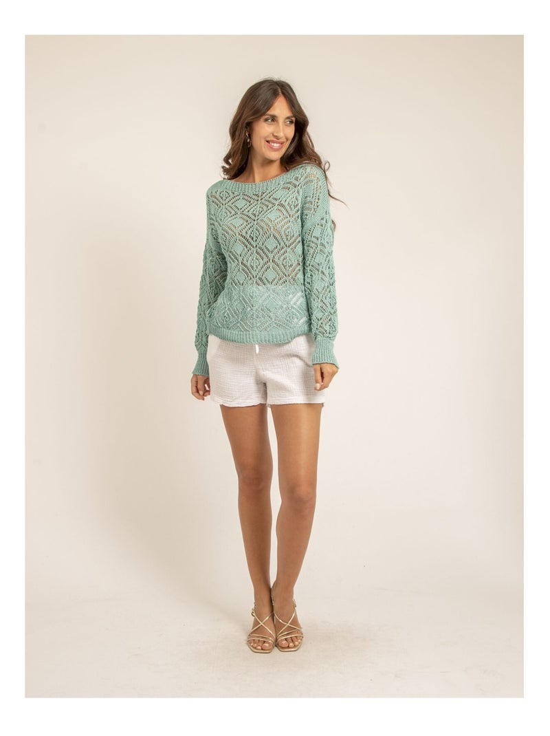 Short fluide en gaze de coton XELIA Blanc - Kiabi