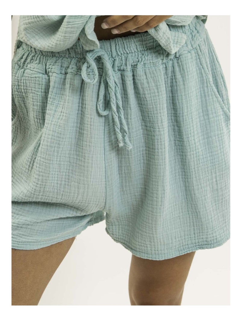 Short fluide en gaze de coton XELIA Vert d'eau - Kiabi